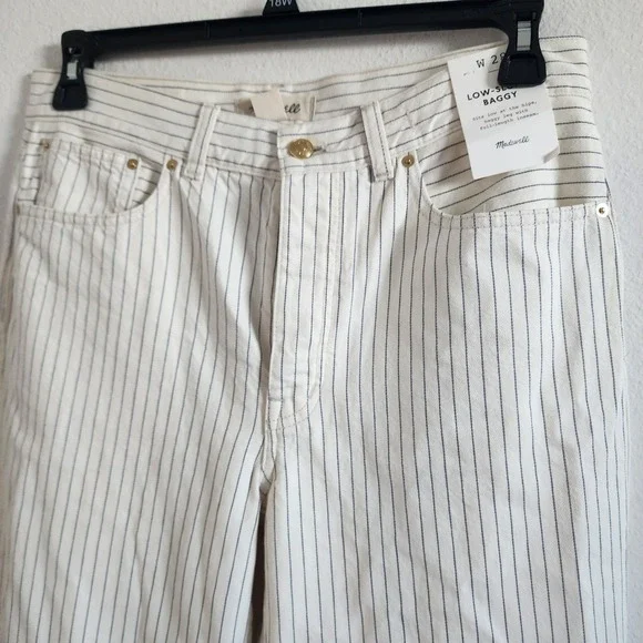Madewell Women's Low-Slung Baggy Pinstripe Jeans W28 Full‎ Length Inseam - Picture 2 of 6